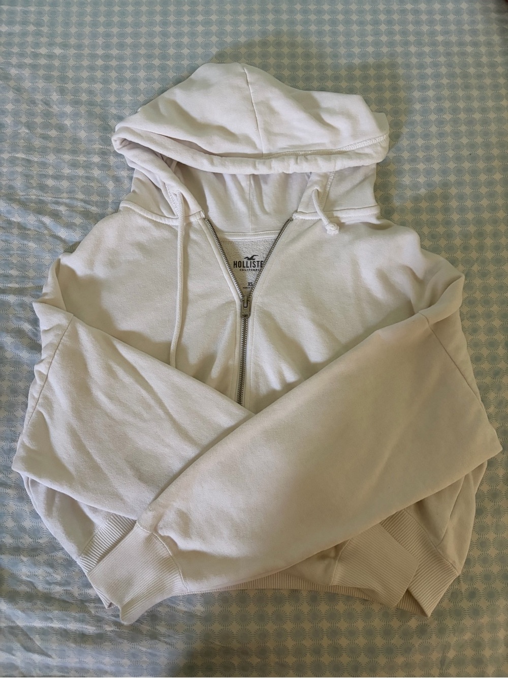Hollister Light Cream cropped Hoodie